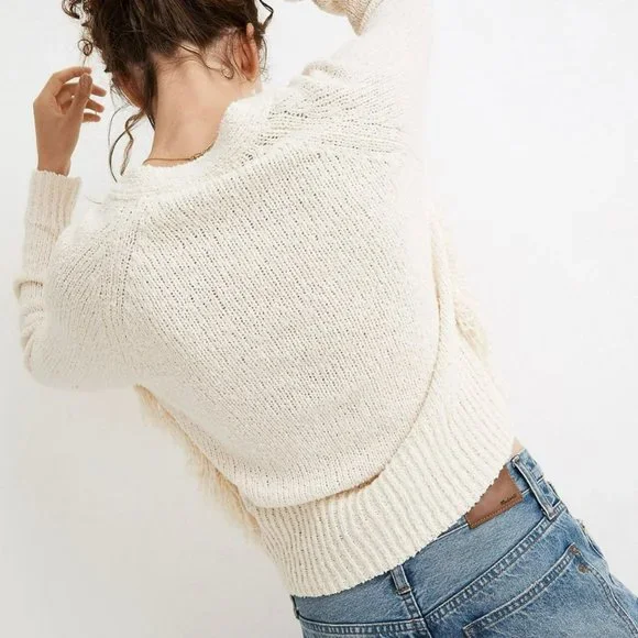 Madewell Chatterton Fringe Cardigan Sweater Ivory Button Down Women's Size XXS - Picture 3 of 9